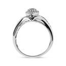 14K White Gold 3/4 Cttw Round and Baguette cut Diamond Cluster Ring (H-I Color, I1-I2 Clarity)-9