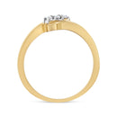 10K Yellow Gold over .925 Sterling Silver 1/10 Cttw Diamond Three-Stone Bypass Fashion Cocktail Ring ( I-J Color, I2-I3 Clarity) - Size 6-8