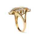 10K Yellow Gold 1/2 Cttw Round and Baguette Cut Diamond Cocktail Ring (H-I Color, I1-I2 Clarity)-8