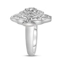 14K White Gold 7/8 Cttw Round and Baguette-Cut Diamond Cluster Ring (H-I Color, SI2-I1 Clarity) - Size 7-6