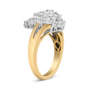 14K Yellow and White Gold 1.00 Cttw Round and Baguette-Cut Diamond Ballerina Cocktail Ring (H-I Color, SI2-I1 Clarity)-10
