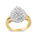 14K Yellow and White Gold 1.00 Cttw Round and Baguette-Cut Diamond Ballerina Cocktail Ring (H-I Color, SI2-I1 Clarity)-11
