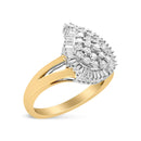 14K Yellow and White Gold 1.00 Cttw Round and Baguette-Cut Diamond Ballerina Cocktail Ring (H-I Color, SI2-I1 Clarity)-12