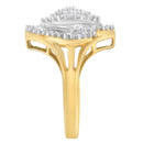 10K Yellow Gold Diamond Cocktail Ring (1/2 Cttw, J-K Color, I2-I3 Clarity) - Size 6-1/2-10
