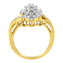 10K Yellow Gold Round And Baguette Cut Diamond Cluster Ring (1 1/10 Cttw, H-I Color, SI2-I1 Clarity) - Size 7-7