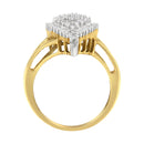 10K Yellow Gold 1/2 Cttw Round and Baguette-Cut Diamond Pear Ring (I-J Color, I1-I2 Clarity) - Size 7-9