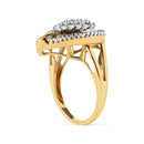 10K Yellow Gold 1 Cttw Round and Baguette Cut Diamond Ballerina Cluster Ring (H-I Color, SI2-I1 Clarity)-8