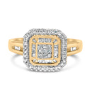 10K Yellow Gold 1/2 Cttw Diamond Square Cluster Cocktail Ring-5