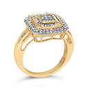 10K Yellow Gold 1/2 Cttw Diamond Square Cluster Cocktail Ring-7