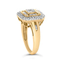 10K Yellow Gold 1/2 Cttw Diamond Square Cluster Cocktail Ring-8
