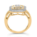 10K Yellow Gold 1/2 Cttw Diamond Square Cluster Cocktail Ring-9