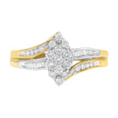 10K Yellow and White Gold 1/2 Cttw Diamond Marquise Shaped Cluster Split Shank Ring (H-I Color, SI2-I1 Clarity) - Size 7-5