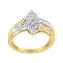 10K Yellow and White Gold 1/2 Cttw Diamond Marquise Shaped Cluster Split Shank Ring (H-I Color, SI2-I1 Clarity) - Size 7-6