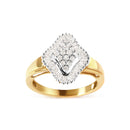 10K Yellow Gold 1/2 Cttw Round And Baguette-cut Diamond Rhombus Head and Halo Ring (I-J Color, I1-I2 Clarity) - Ring Size 7-6