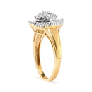 10K Yellow Gold 1/2 Cttw Round And Baguette-cut Diamond Rhombus Head and Halo Ring (I-J Color, I1-I2 Clarity) - Ring Size 7-8