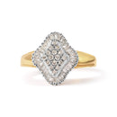 10K Yellow Gold 1/2 Cttw Round And Baguette-cut Diamond Rhombus Head and Halo Ring (I-J Color, I1-I2 Clarity) - Ring Size 7-9