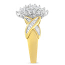 10K Yellow Gold Round And Baguette-Cut Diamond Ring (1/2 Cttw, H-I Color, I1-I2 Clarity) - Size 6-10