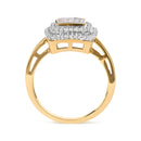 10K Yellow Gold 1/2 cttw Round and Princess Diamond Composite Head and Halo Ring (H-I Color, SI1-SI2 Clarity) - Ring Size 7-7