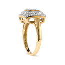 10K Yellow Gold 1/2 cttw Round and Princess Diamond Composite Head and Halo Ring (H-I Color, SI1-SI2 Clarity) - Ring Size 7-8