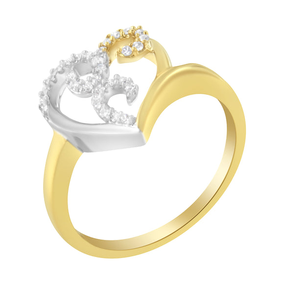 10K Two-Toned Gold Diamond Heart Shape Cluster Ring (1/6 Cttw, H-I Color, I1-I2 Clarity) - Size 6