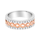 10K White and Rose Gold 1/3 Cttw Diamond Split Shank and Infinity Ribbon Band Ring (I-J Color, I1-I2 Clarity) - Size 6-7