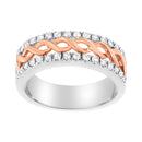 10K White and Rose Gold 1/3 Cttw Diamond Split Shank and Infinity Ribbon Band Ring (I-J Color, I1-I2 Clarity) - Size 6-6