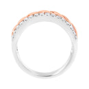 10K White and Rose Gold 1/3 Cttw Diamond Split Shank and Infinity Ribbon Band Ring (I-J Color, I1-I2 Clarity) - Size 6-9