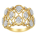 14K Yellow Gold Diamond Art Deco Ring (1/2 Cttw, H-I Color, I1 Clarity) - Size 7-6