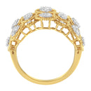 14K Yellow Gold Diamond Art Deco Ring (1/2 Cttw, H-I Color, I1 Clarity) - Size 7-9