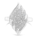.925 Sterling Silver Â¾ Cttw Round and Baguette Cut Diamond Stair-Stepped Cluster Waterfall Cocktail Ring (I-J Color, I2-I3 Clarity) - Size 6-5