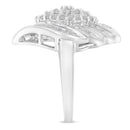 .925 Sterling Silver Â¾ Cttw Round and Baguette Cut Diamond Stair-Stepped Cluster Waterfall Cocktail Ring (I-J Color, I2-I3 Clarity) - Size 6-8