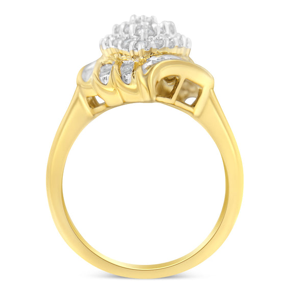 10K Yellow Gold Diamond Cocktail Ring (3/4 Cttw, I-J Color, I2-I3 Clarity) - Size 8