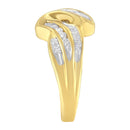 10K Yellow Gold 3/4 Cttw Channel Set Round and Baguette-cut Diamond Double Shank Bypass Ring (J-K Color, I1-I2 Clarity) - Size 6.75-10
