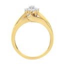 10K Yellow Gold 1/2 cttw Diamond Cluster Cocktail Ring (J-K Clarity, I1-I2 Color) - Size 7-9