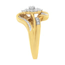 10K Yellow Gold 1/2 cttw Diamond Cluster Cocktail Ring (J-K Clarity, I1-I2 Color) - Size 7-10