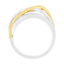 10K White and Yellow Gold 1 1/10 cttw Channel-Set Diamond Bypass Band Ring (J Color, I3 Clarity) - Size 7-9