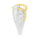 10K White and Yellow Gold 1 1/10 cttw Channel-Set Diamond Bypass Band Ring (J Color, I3 Clarity) - Size 7-10