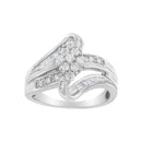 10K White Gold 1/2 cttw Diamond Cluster Ring (H-I Clarity, I2-I3 Color) - Size 6-7