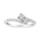 10K White Gold 1/4 Cttw Miracle Set Round Cut Diamond Two-Stone Ring (H-I Color, I2 Clarity) - Size 7-5