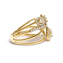 10K Yellow Gold 1/2 Cttw Diamond Crossover 3 Leaf Floral Cocktail Ring Band (H-I Color, SI1-SI2 Clarity)  - Size 7-2