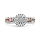 14K Rose Gold Plated .925 Sterling Silver 3/8 Cttw Round Diamond Double Frame Cross-Over Split Shank Engagement Ring (I-J Color, I2-I3 Clarity) - Size 7-5