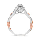 14K Rose Gold Plated .925 Sterling Silver 3/8 Cttw Round Diamond Double Frame Cross-Over Split Shank Engagement Ring (I-J Color, I2-I3 Clarity) - Size 7-8