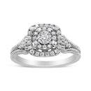.925 Sterling Silver 1/3 Cttw Miracle Set Round-Cut Diamond Cocktail Ring (H-I Color, I1-I2 Clarity) - Size 7-5