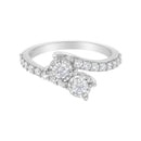 10K White Gold Two-Stone Miracle-Set Diamond Bypass Ring (1 Cttw, H-I Color, I1-I2 Clarity) - Size 6-6