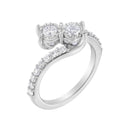 10K White Gold Two-Stone Miracle-Set Diamond Bypass Ring (1 Cttw, H-I Color, I1-I2 Clarity) - Size 6-8