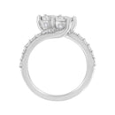 10K White Gold Two-Stone Miracle-Set Diamond Bypass Ring (1 Cttw, H-I Color, I1-I2 Clarity) - Size 6-9