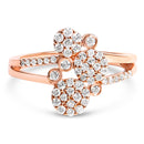 14K Rose Gold Plated .925 Sterling Silver 1/2 Cttw Diamond Scatter Composite Bypass Ring (I-J Color, I1-I2 Clarity) - Size 7-1