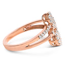 14K Rose Gold Plated .925 Sterling Silver 1/2 Cttw Diamond Scatter Composite Bypass Ring (I-J Color, I1-I2 Clarity) - Size 7-2