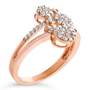 14K Rose Gold Plated .925 Sterling Silver 1/2 Cttw Diamond Scatter Composite Bypass Ring (I-J Color, I1-I2 Clarity) - Size 7-3