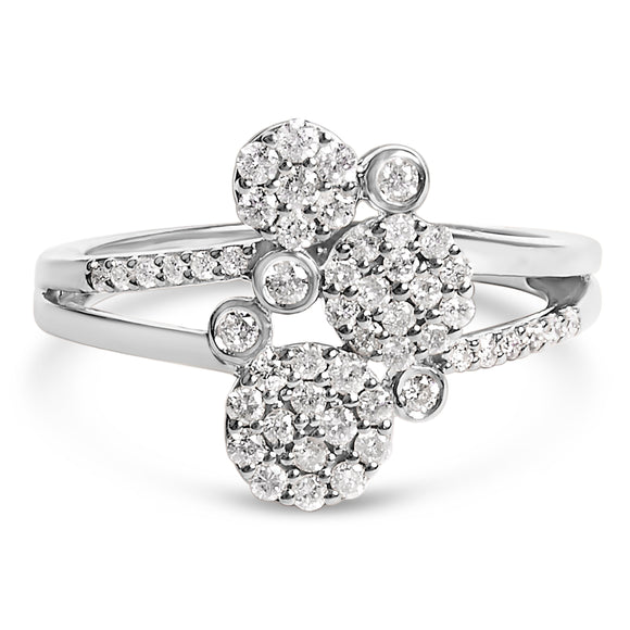 14K Rose Gold Plated .925 Sterling Silver 1/2 Cttw Diamond Scatter Composite Bypass Ring (I-J Color, I1-I2 Clarity) - Size 7